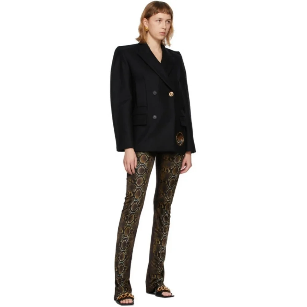 4S. NWOT VERSACE BROWN PYTHON PRINT TROUSERS SIZE IT 38 / US 2